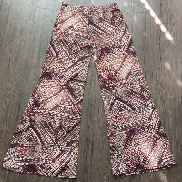 Flowy Rayon High-Rise Bell Bottom Flares - Picture 2 of 7